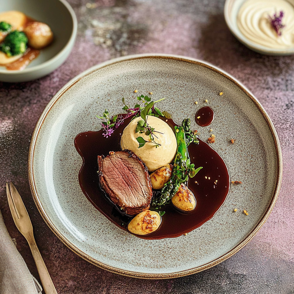 Indrefilet av lam med blomkålpuré og stekt sopp - Indrefilet av lam med blomkålpuré – en utrolig festopplevelse