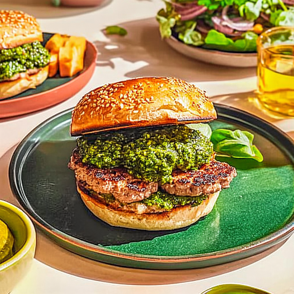 Kyllingburger med pesto – en fantastisk og deilig opplevelse