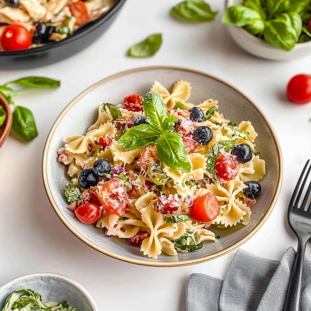 Fantastisk pastasalat med middelhavssmaker for sommernytelse